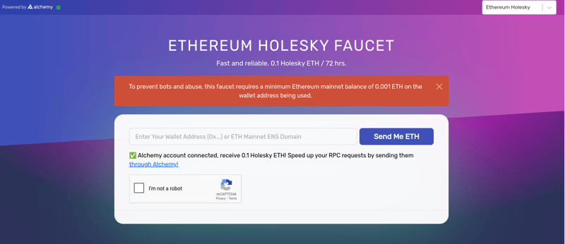 Alchemy Faucet for Holesky
